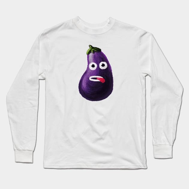 Funny eggplant character Long Sleeve T-Shirt by Boriana Giormova